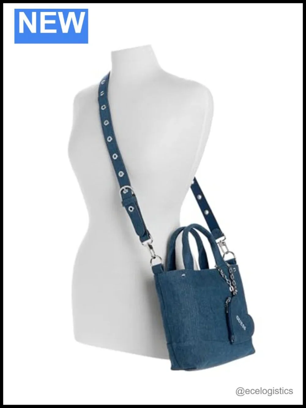 GUESS Sasha Mini Tote Denim Satchel Crossbody